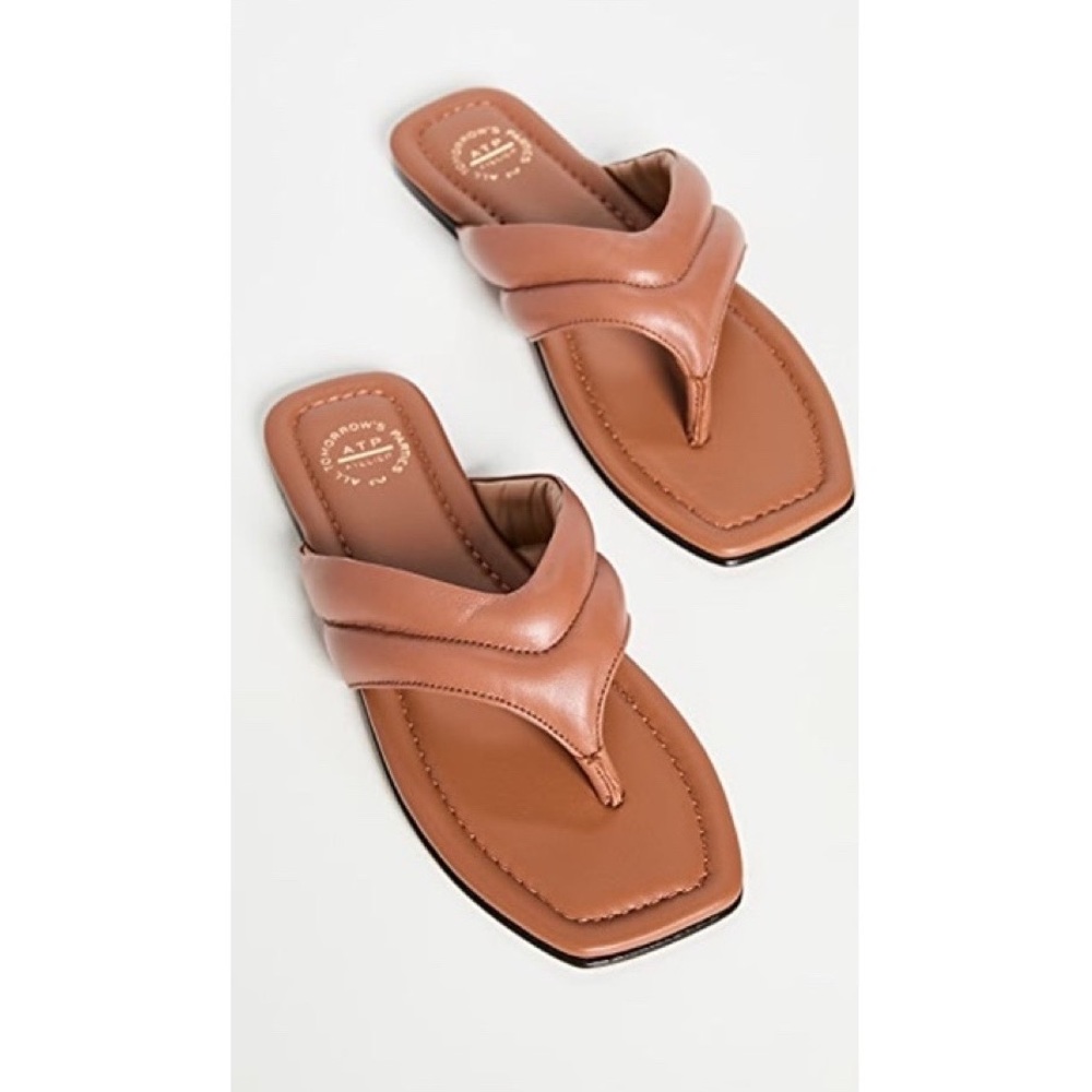 🆕 ATP Atelier Vione Nappa Flat Sandals in Brandy EU 39